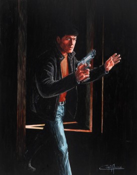 7.Illustration Bob Morane en pied avec un pistolet - Acrylique sur toile cartonnée - 40 x 50 cm 2400€ (Copier).jpg