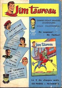 Une pub pour le petit format Jim taureau 1958.